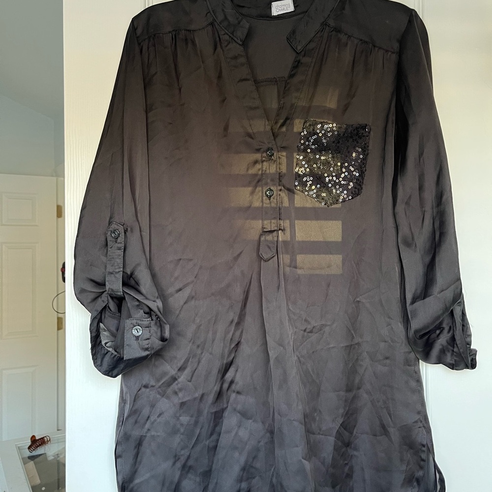 Charming Charlie Black Polyester Blouse